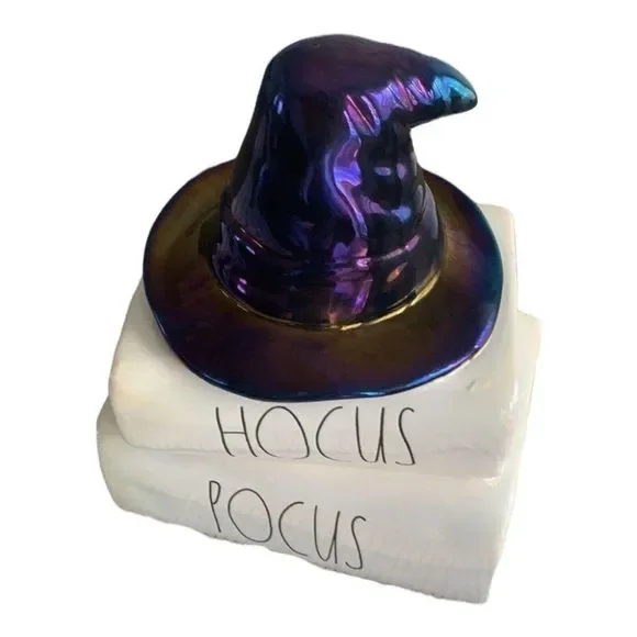 Rae Dunn HOCUS POCUS Halloween Witch Hat Iridescent Black Book Trick Treat Gift - Picture 2 of 7